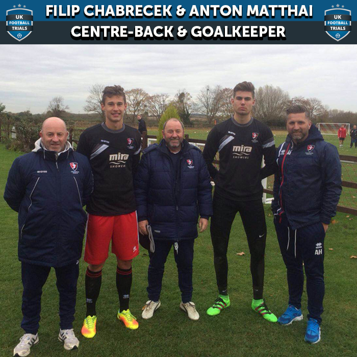 Anton Matthai and Filip Chabrecek - Aged 16 - Trained with Cheltenham Town First Team