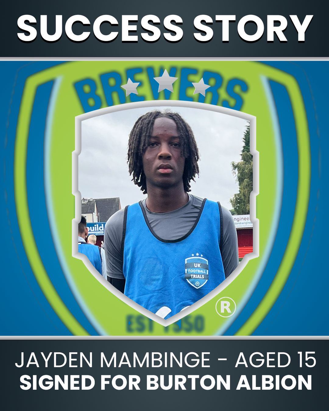 Jayden Mambinge - Age 15 - Centre Back Signed for Burton Albion