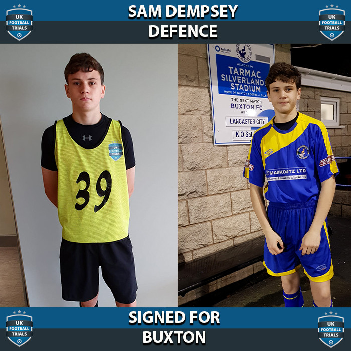 Sam Dempsey - Aged 15 - SIGNED for Buxton