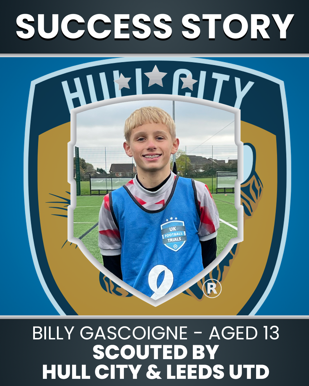 Billy Gascoigne – 13 years old – Goalkeeper scouted by Leeds United and Hull City