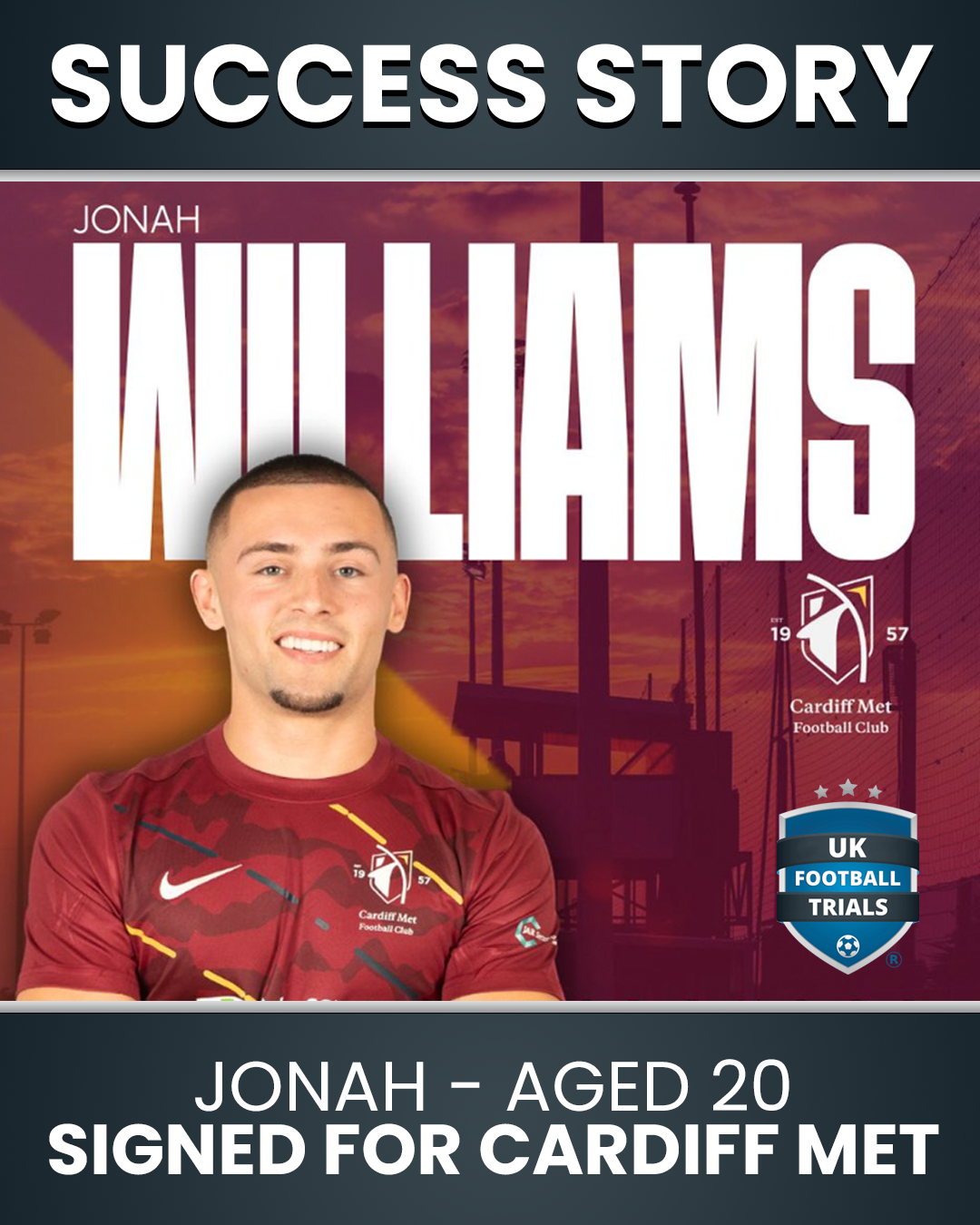 Jonah Williams – 20 Years Old – Signed for Cardiff Met