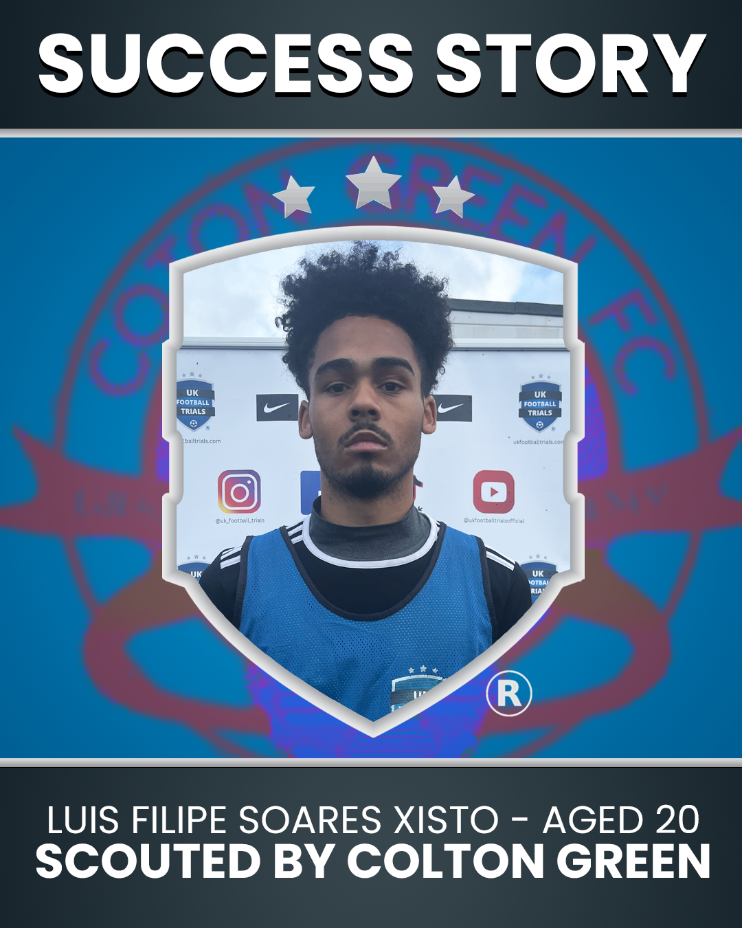 Luis Filipe Soares Xisto – 20 Years Old – Scouted by Coton Green FC