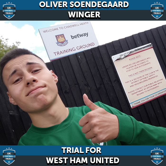 Oliver Soendegaard - Aged 16 - Trial for West Ham
