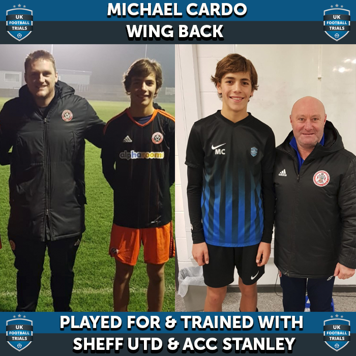Michael Cardo - Aged 15 - Scored 2 for Sheffield Utd & Trained with Accrington Stanley