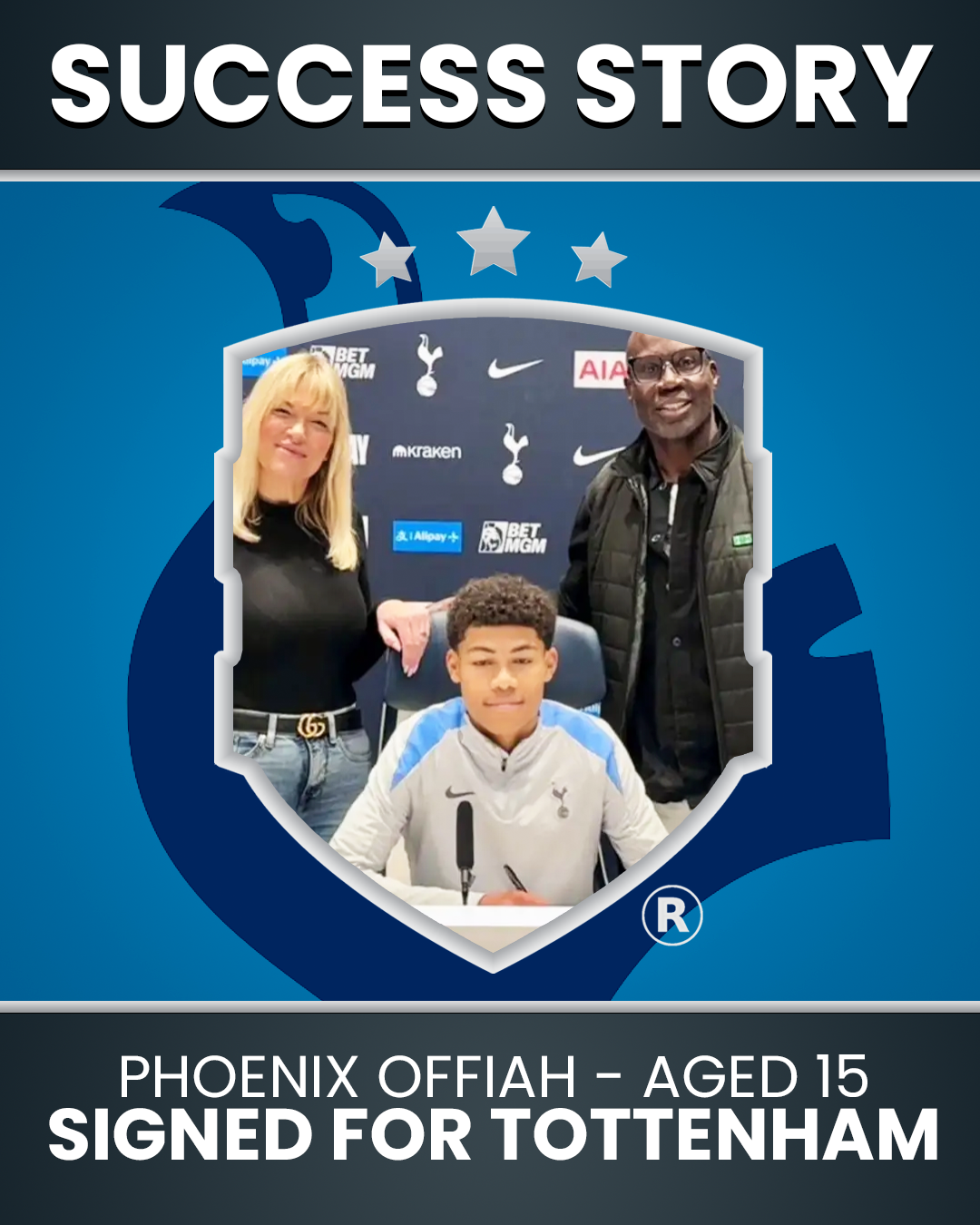 Phoenix Offiah - Aged 15 - Signed for Tottenham Hotspur