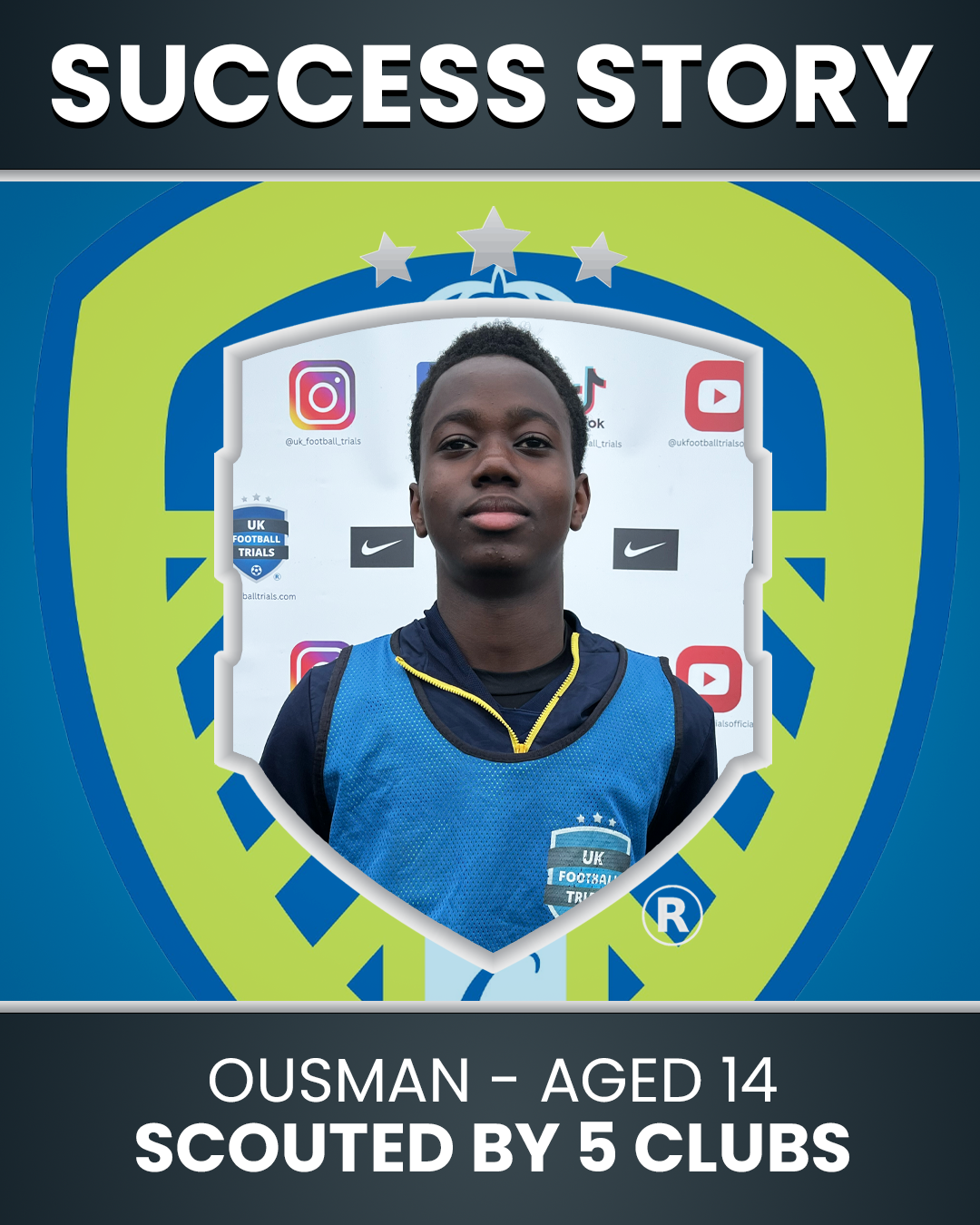 Ousman – 14 Years Old – Scouted by Rotherham, Leeds United, Sheffield United, Bradford City & Sheffield Wednesday