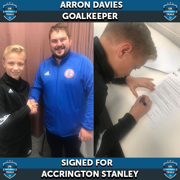 Arron Davies - Aged 12 - SIGNED for Accrington Stanley