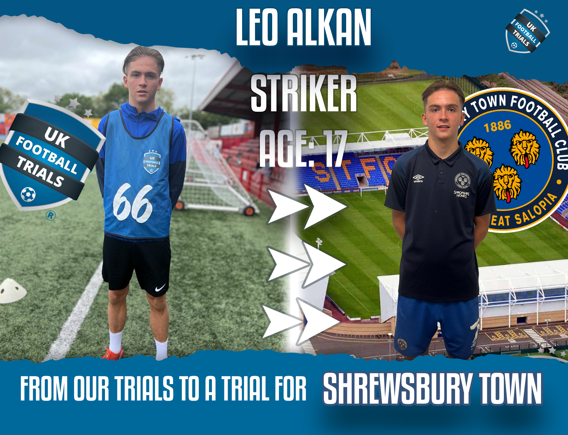 Leo Alkan - Age 17 - Trial at Shrewsbury town