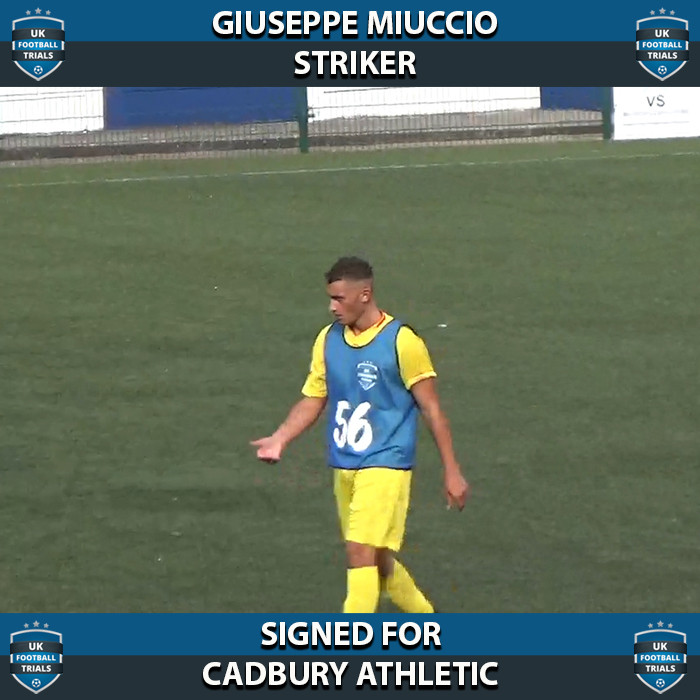 Giuseppe Miuccio - Aged 20 - SIGNED For Cadbury Athletic