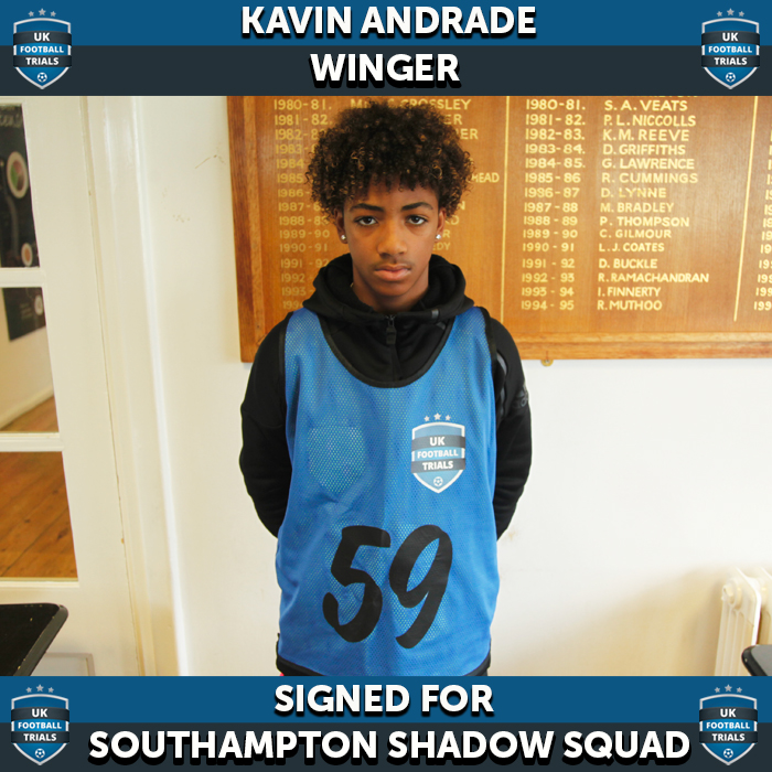 Kevin Andrade - Aged 14 - Signed for Southampton Shadow Squad