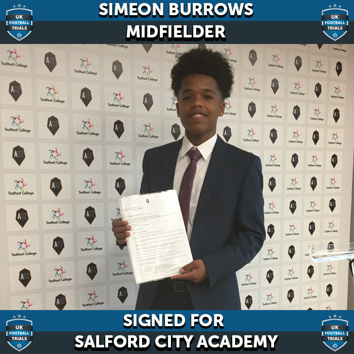 Simeon Burrows - aged 16 - SIGNED with Salford City & Shown on Sky Sports News