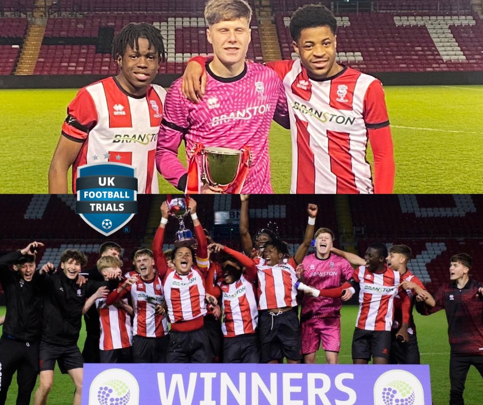 THREE UKFT Signed Players Win the EFL U17 Floodlit Cup with Lincoln City FC.