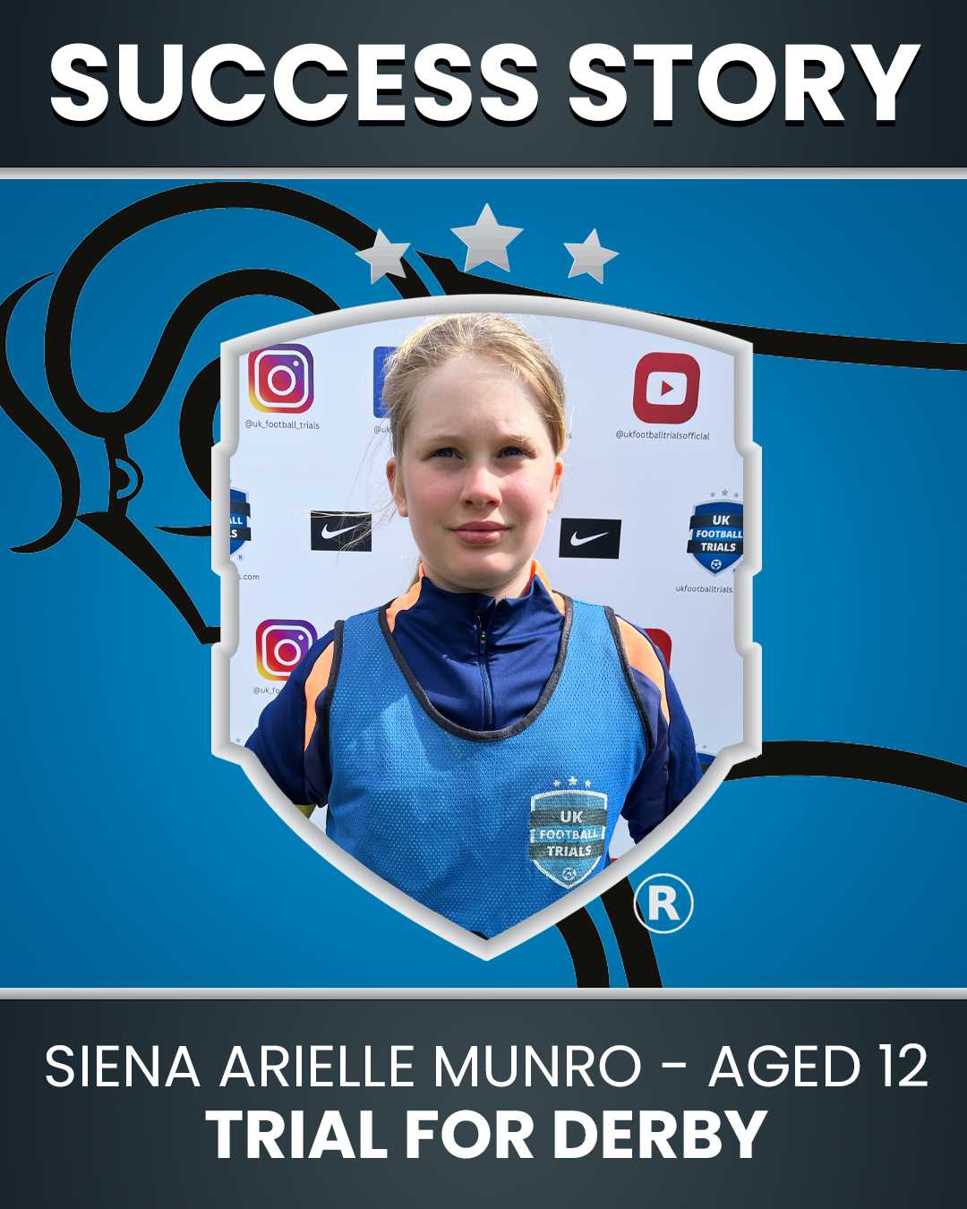 Siena Arielle Munro-Omdahl – Age 13 – Trial with Derby County