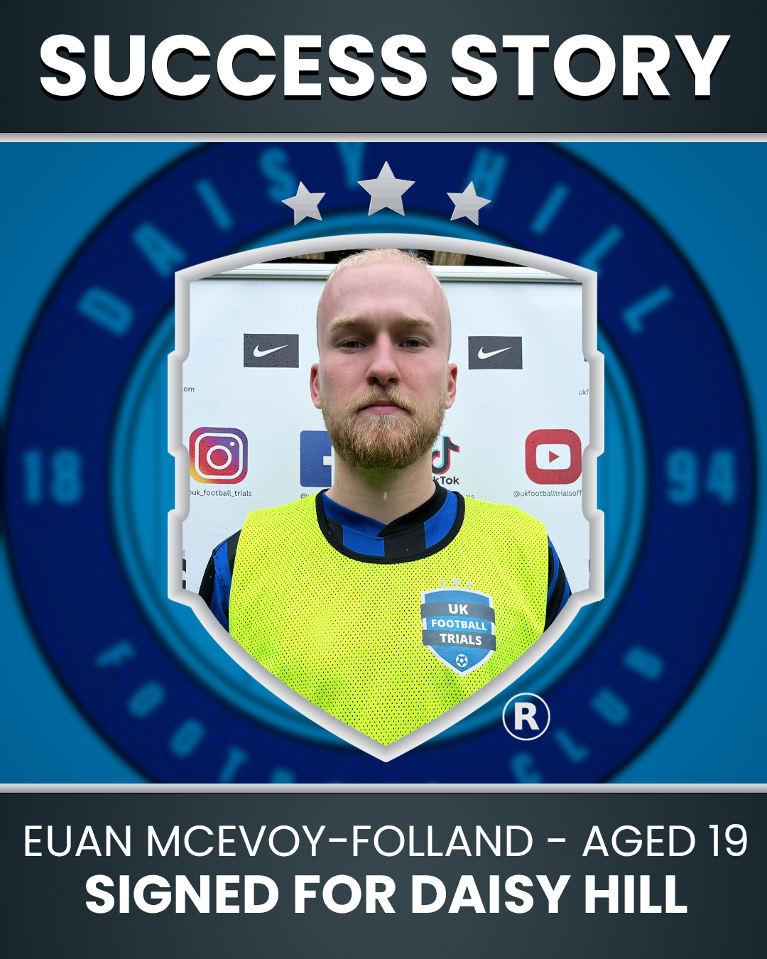 Euan McEvoy-Folland – 19 Years Old – Scouted by Daisy Hill Football Club